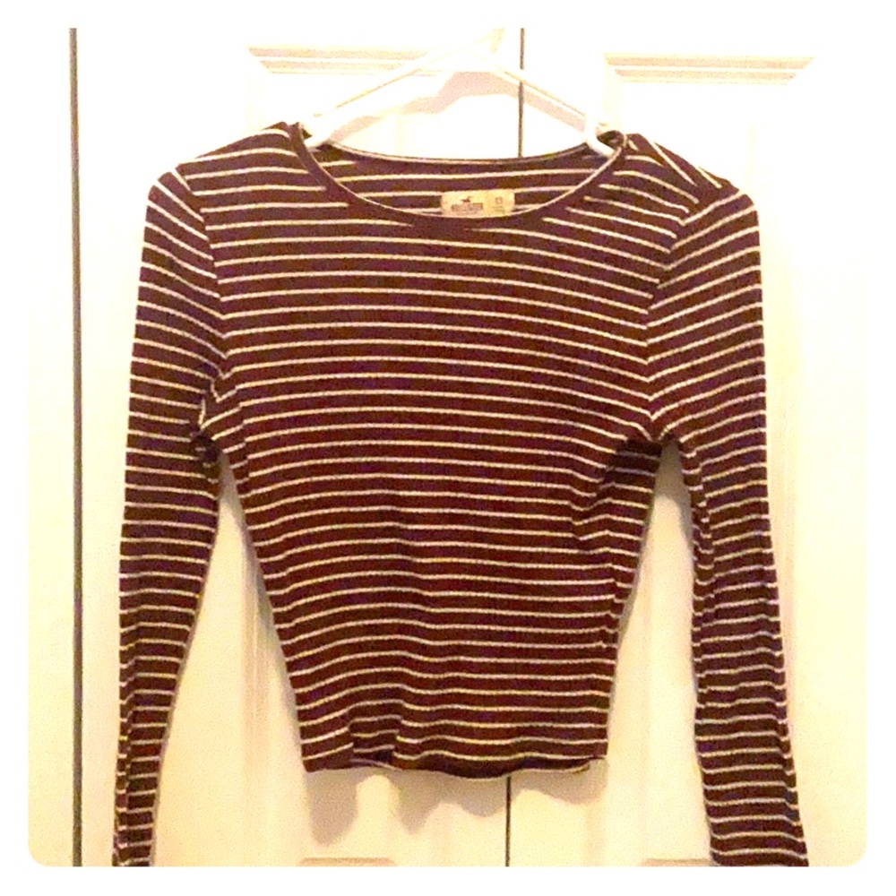 Maroon Striped Crop Top